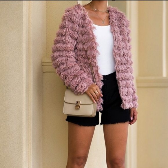 Castiza Collectións Boutique Jackets & Blazers - Pink fuzzy coat